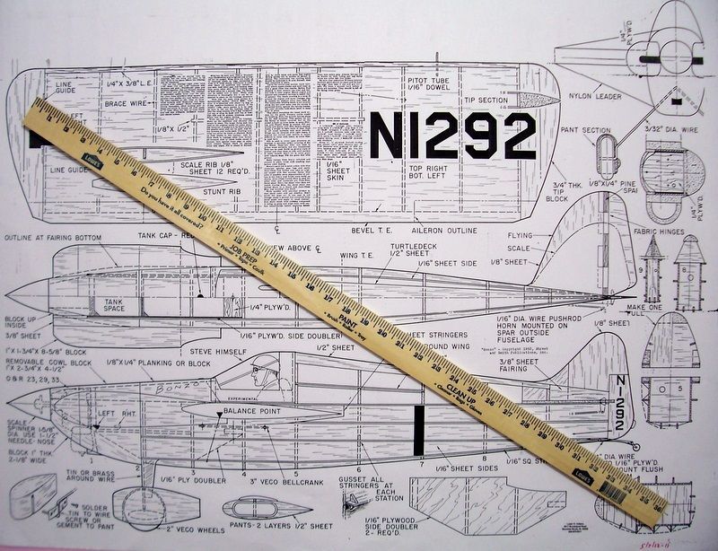 SHOESTRING PLAN + CONSTRUCTION ARTICLE for 33" UC SCALE Model Airplane