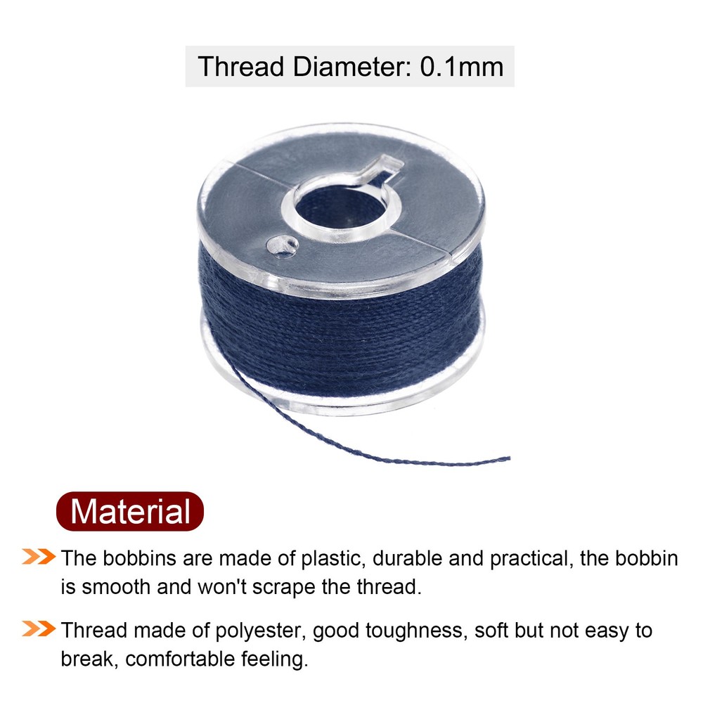 25pcs Prewound Sewing Bobbin Thread with Storage Plastic Case Dark Blue