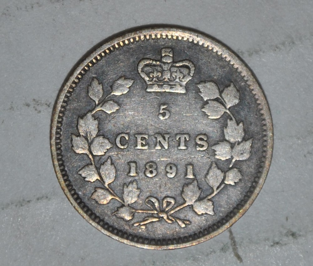 1891 Canada 5 cents VF {{{7281