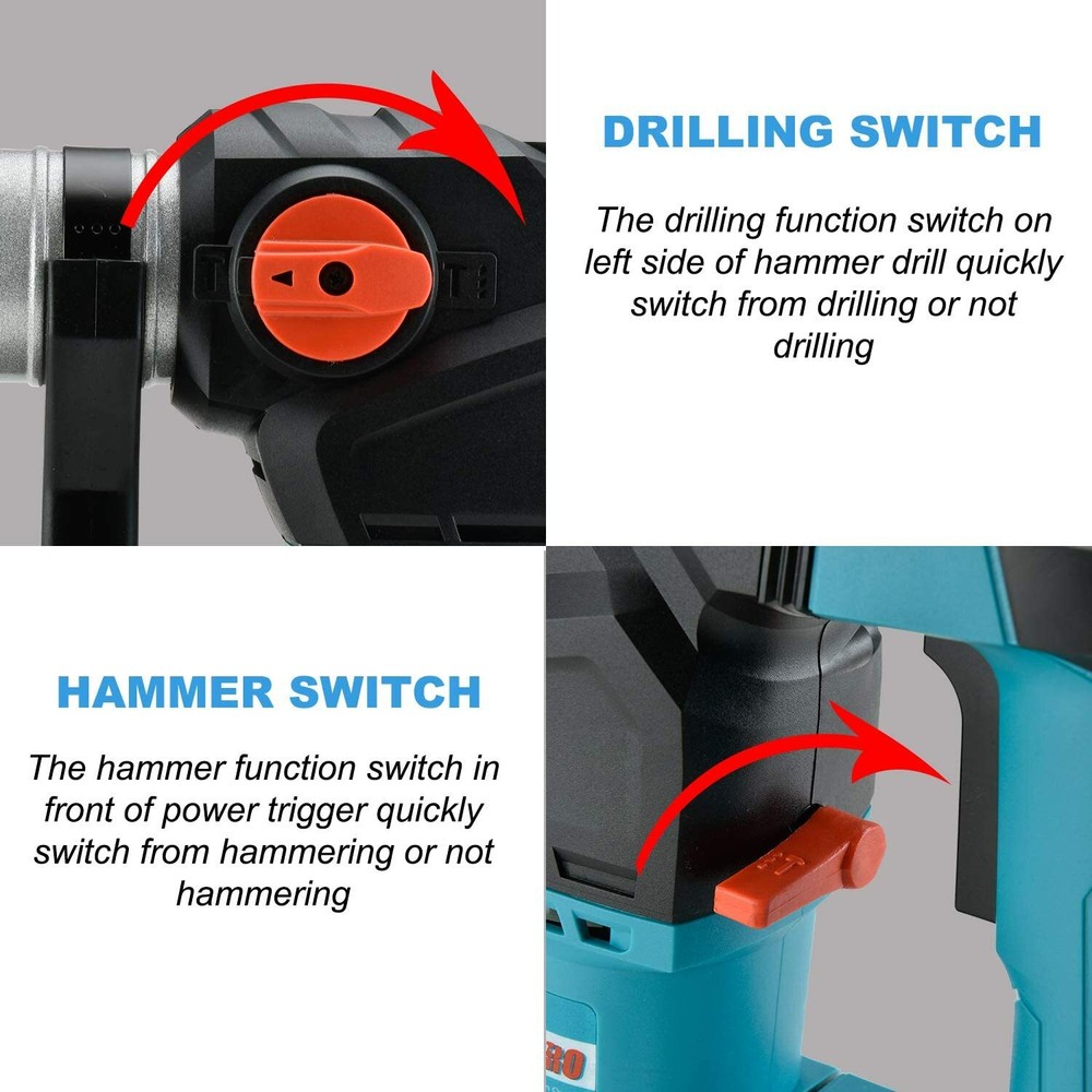 Heavy Duty Rotary Hammer Drill 12.5 Amp Electric Power Chisel Tool Kit w/ Case