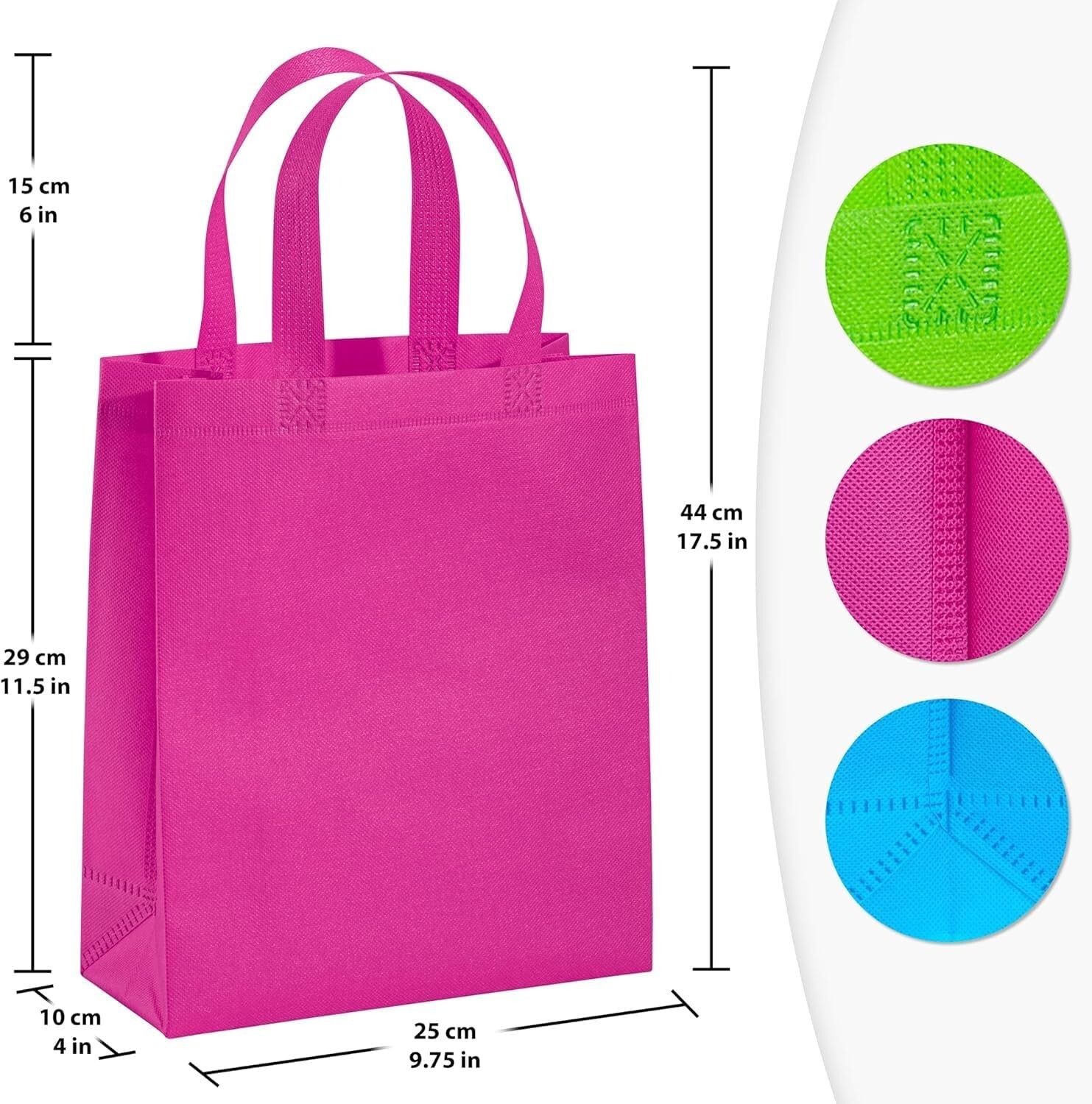 30 X Non-woven Party Bags Treat Tote Bags with Handles with 6 Colours 25x10x29cm