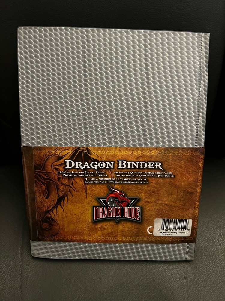 DRAGON HIDE Silver 9-POCKET 20 Side Loading Pages Binder New