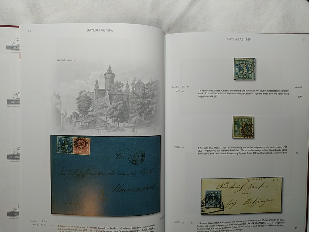 GERMAN POSTAL STAMP CATALOG BAVARIA FROM 1849 GUSTAV STRUNK COLLECTION PART IV
