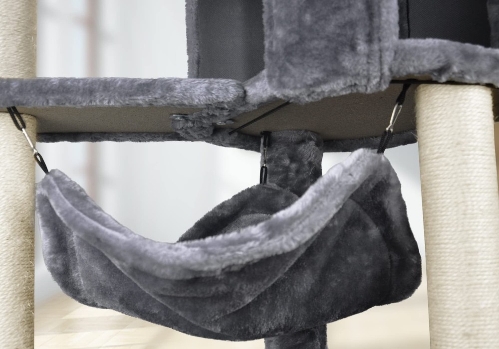 Cat Tree with Cat Condo and Big Hammock, Grey