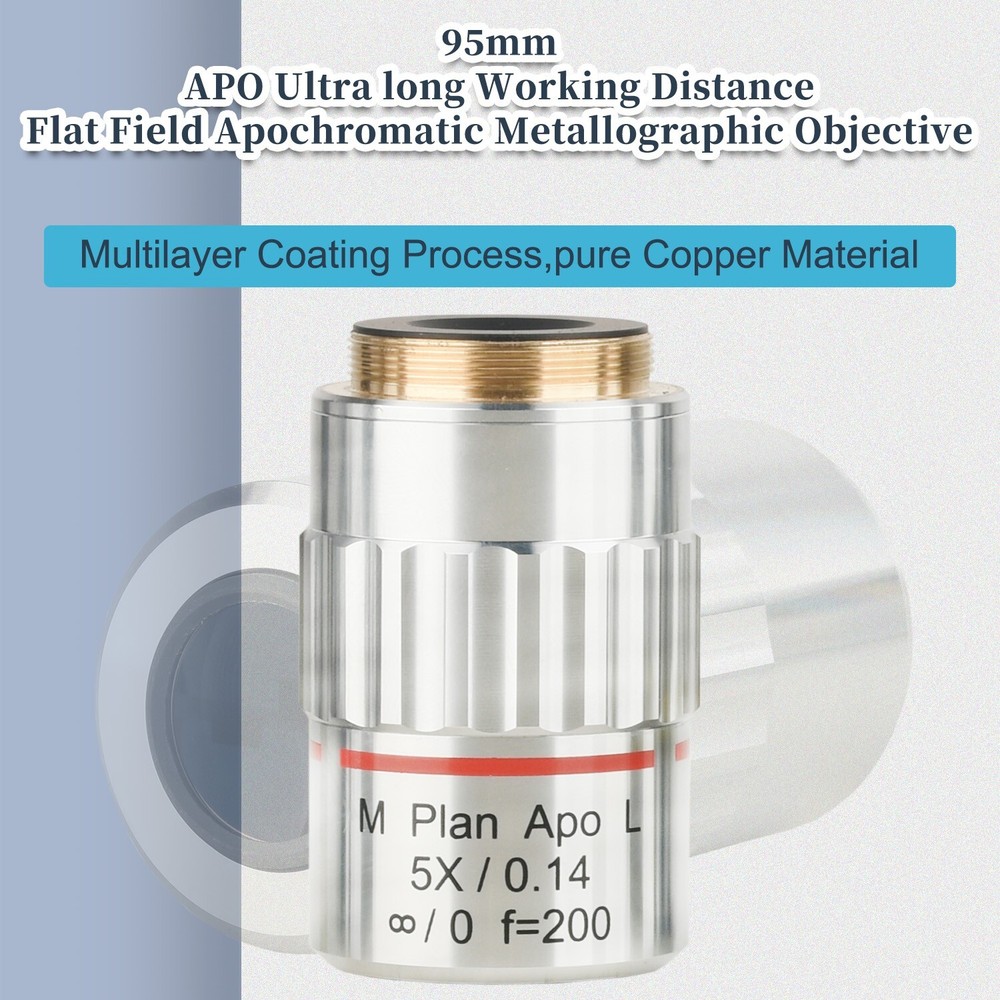 5X Infinite far Long Working Distance Metallographic Microscope objective