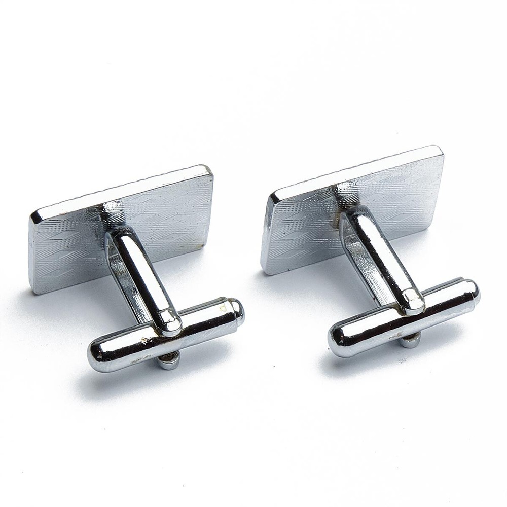 Cufflinks - Stripes and Stones Rectangle Silver