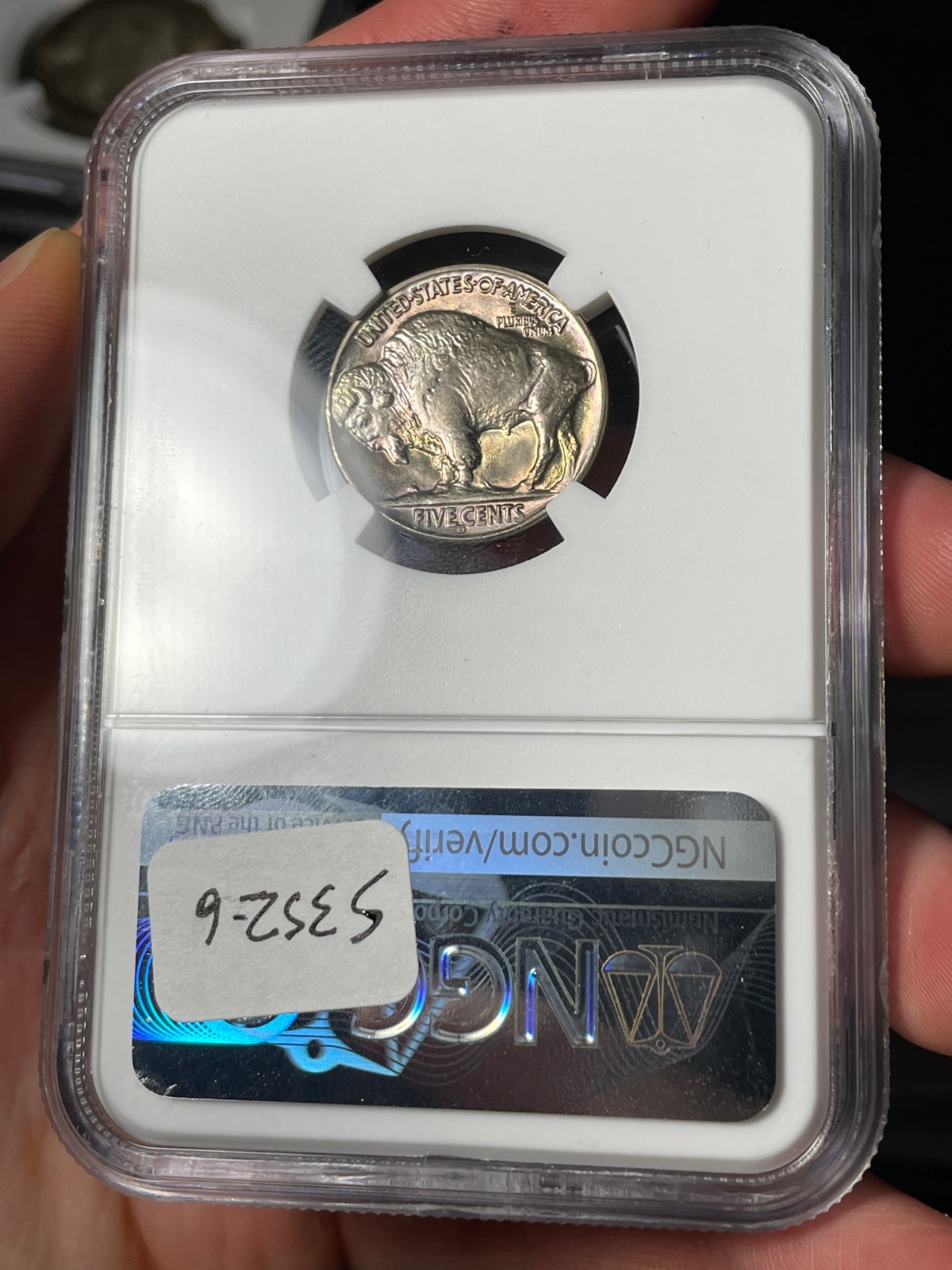 1938-D NGC MS67+ CAC Buffalo Nickel Rainbow Toned