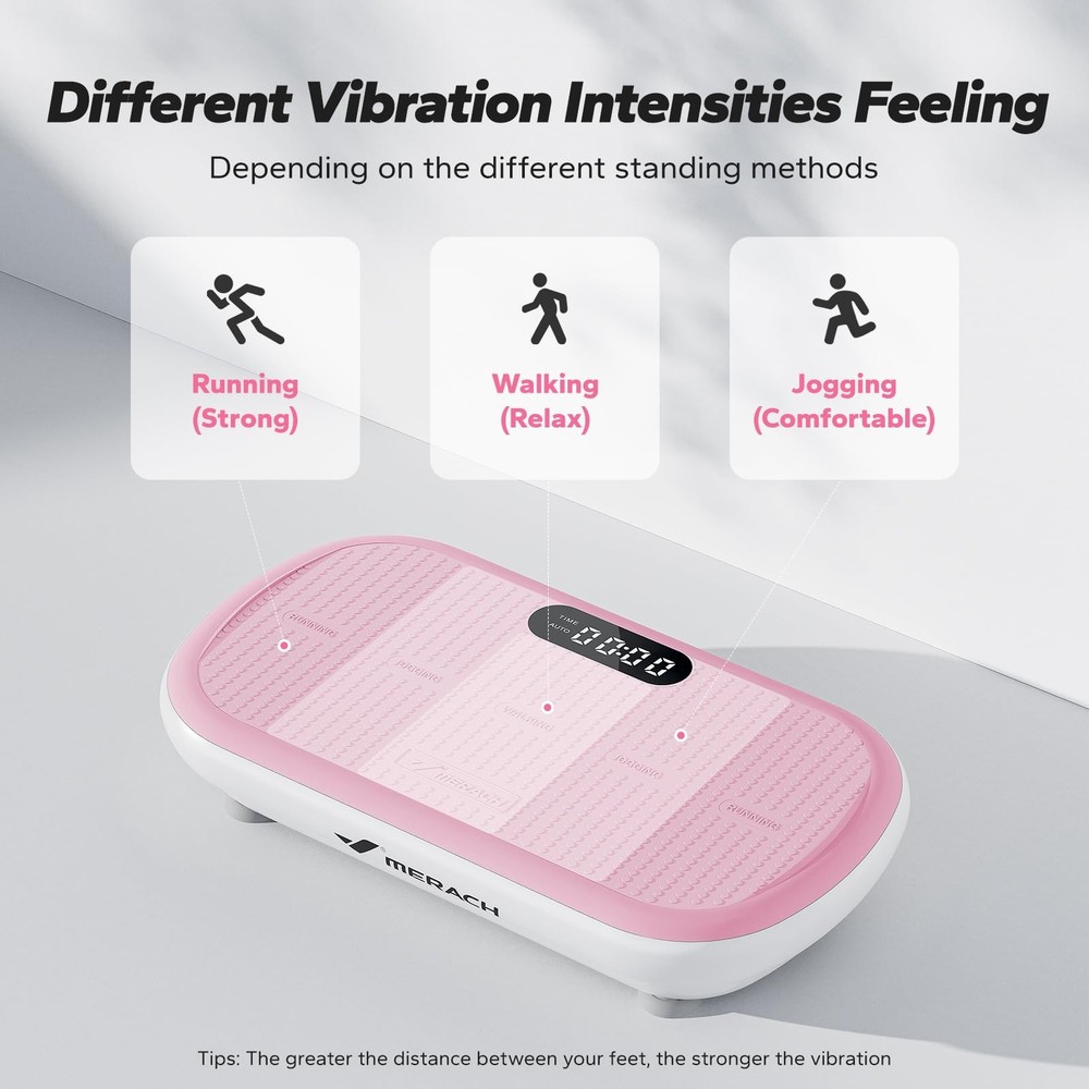 MERACH Vibration Plate Exercise Machine 440 Lb Capacity, Bluetooth, Pink