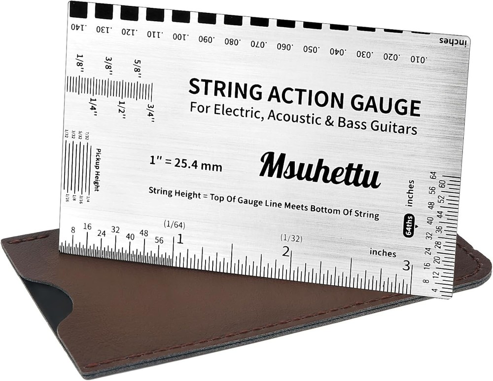 String Action Gauge Ruler, Upgraded Guitar String Height Gauge with Inch