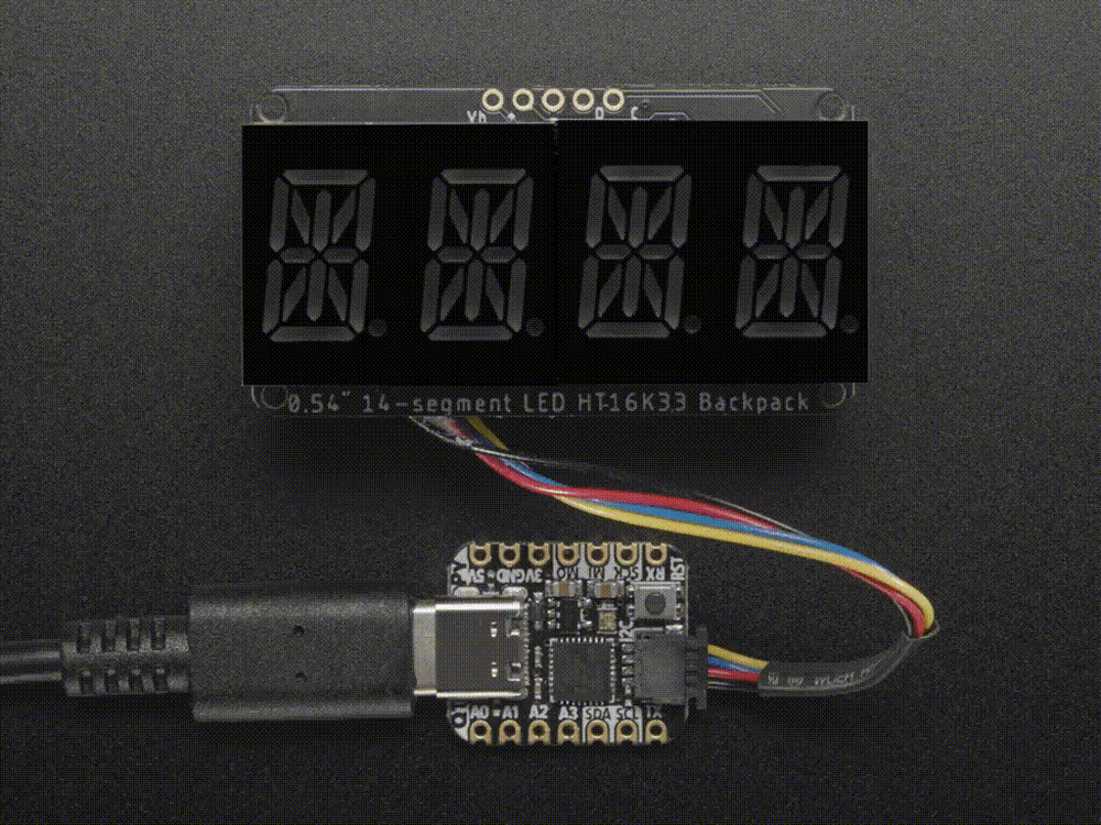 [ Adafruit ] Quad Alphanumeric Display - Yellow 0.54" Digits w/ I2C Backpack