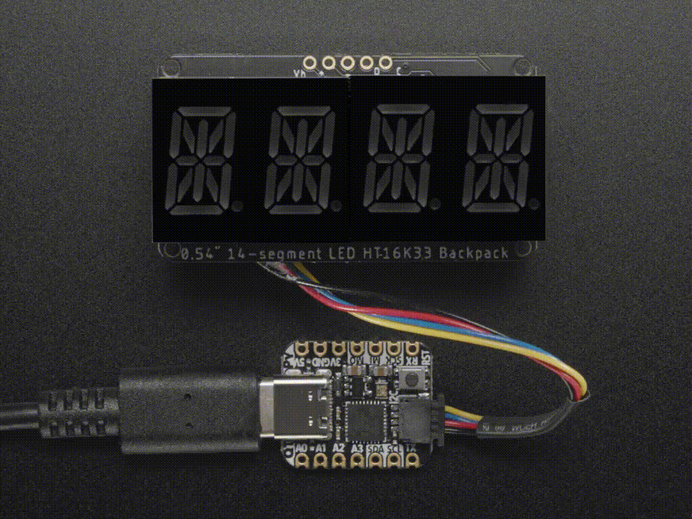[ Adafruit ] Quad Alphanumeric Display - Yellow 0.54" Digits w/ I2C Backpack