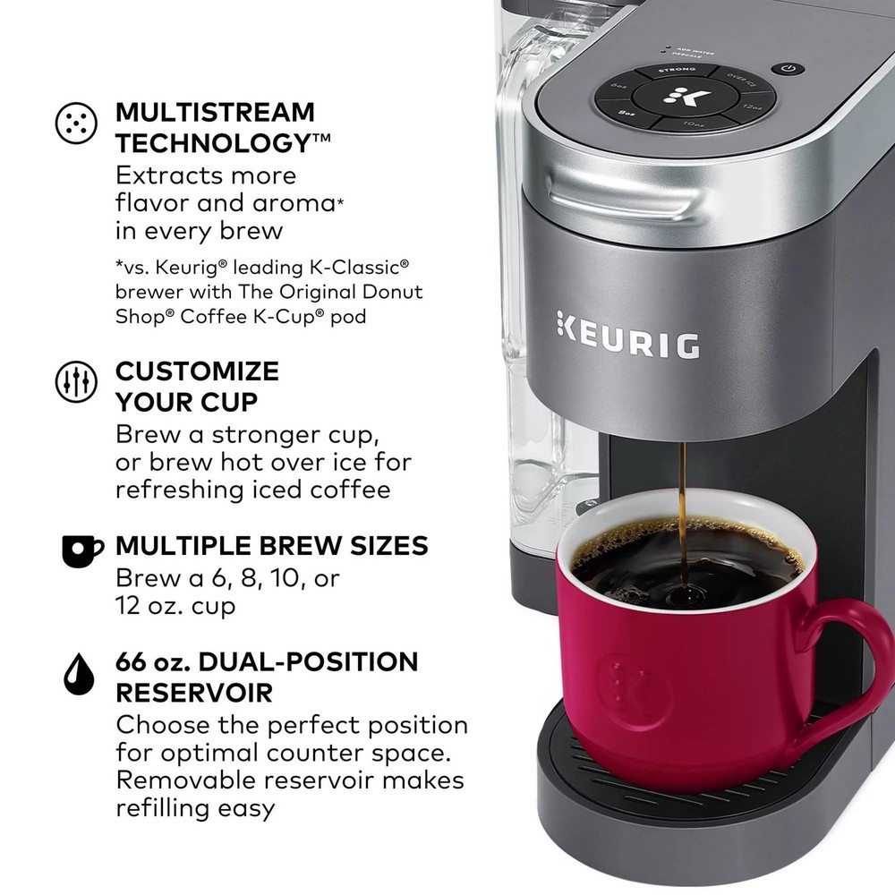 K-Supreme Single Serve K-Cup Pod Coffee Maker, MultiStream Technology, 4 Brew...