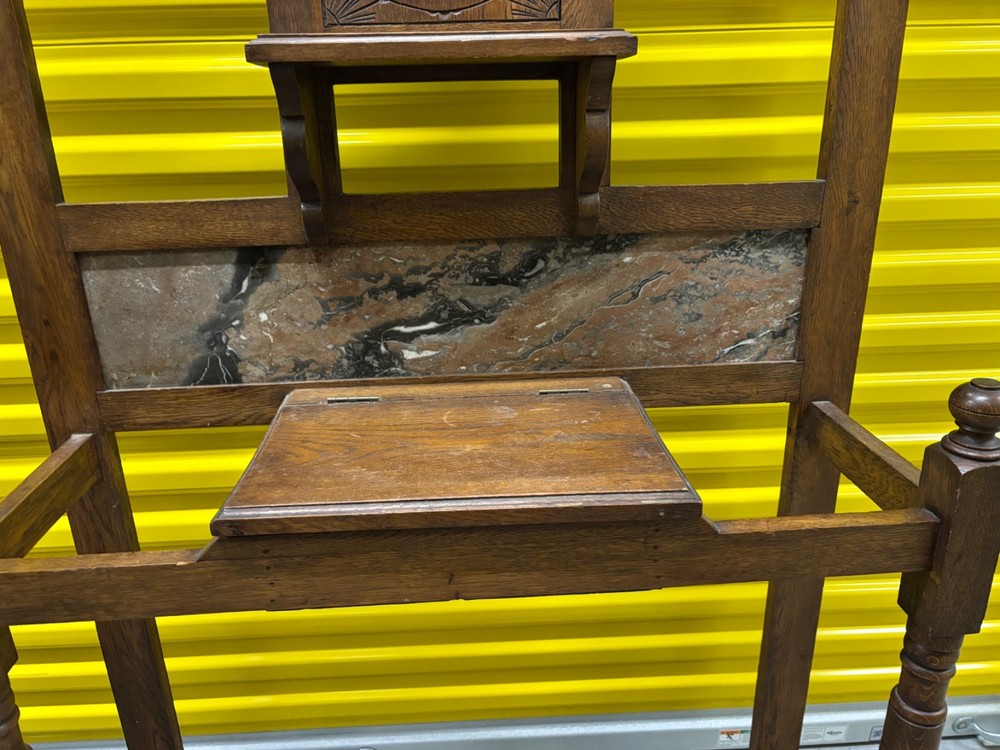 vintage Hall Tree with marble inlay