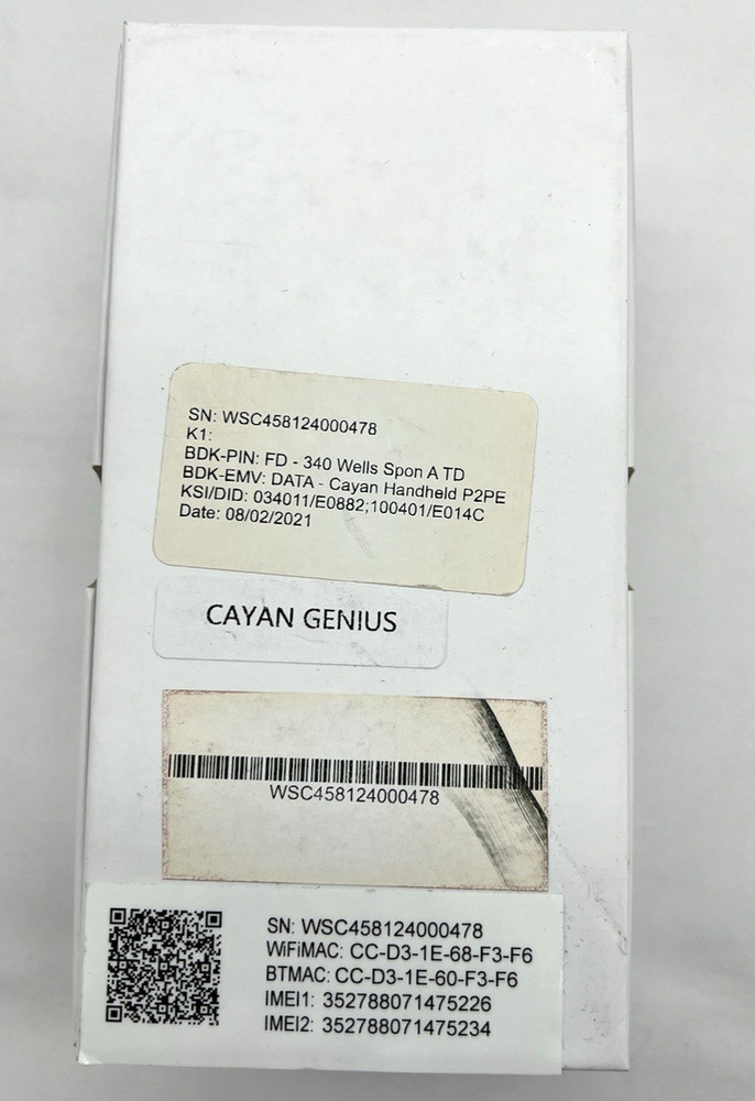 Genius Powered by bbpos Wireless Handheld Device Credit Card Reader 034011/E0882