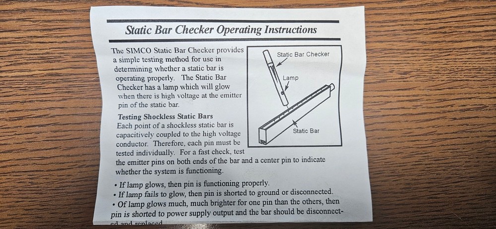 Simco Static Bar Tester (New)