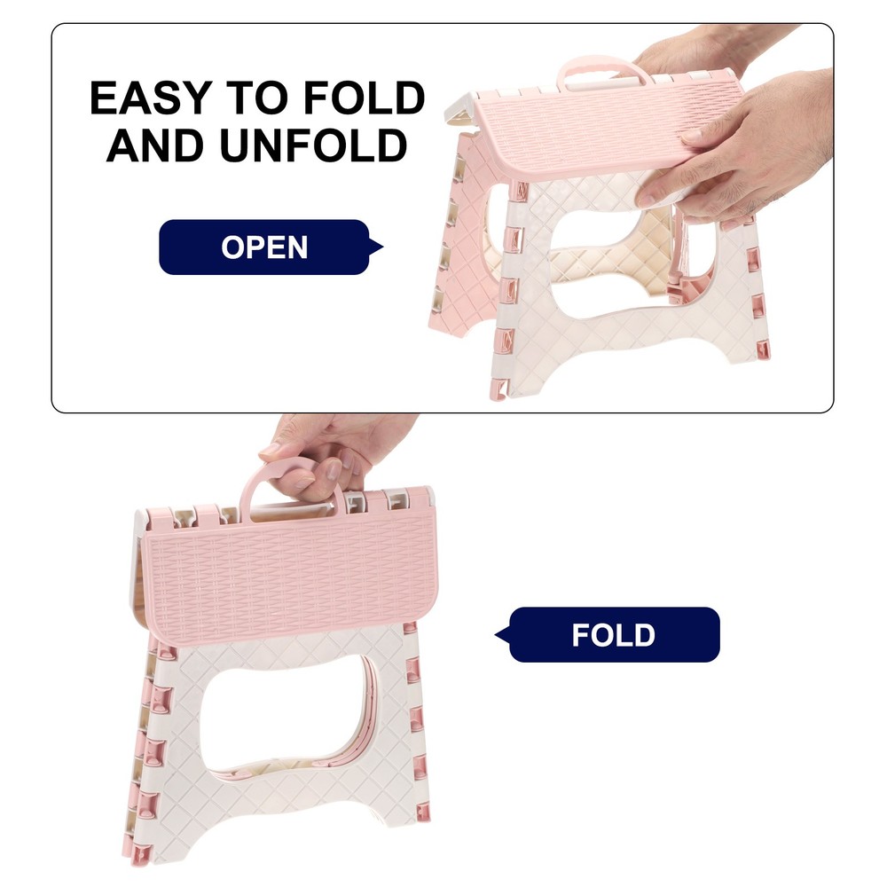 9" Folding Step Stool for Adults 275 lbs Capacity Pink