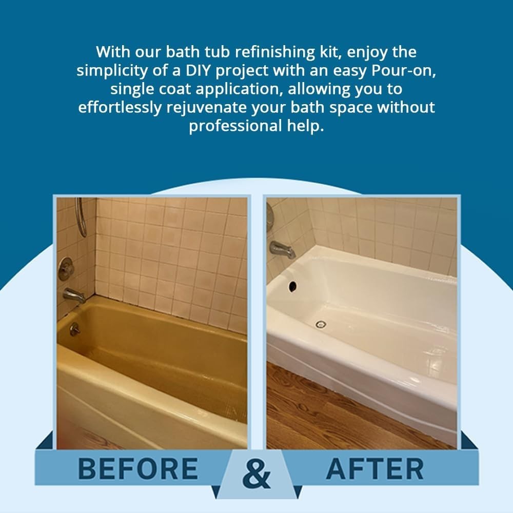DIY Bathtub Refinishing Kit with Gloss White Finish and Odorless Paint Formula