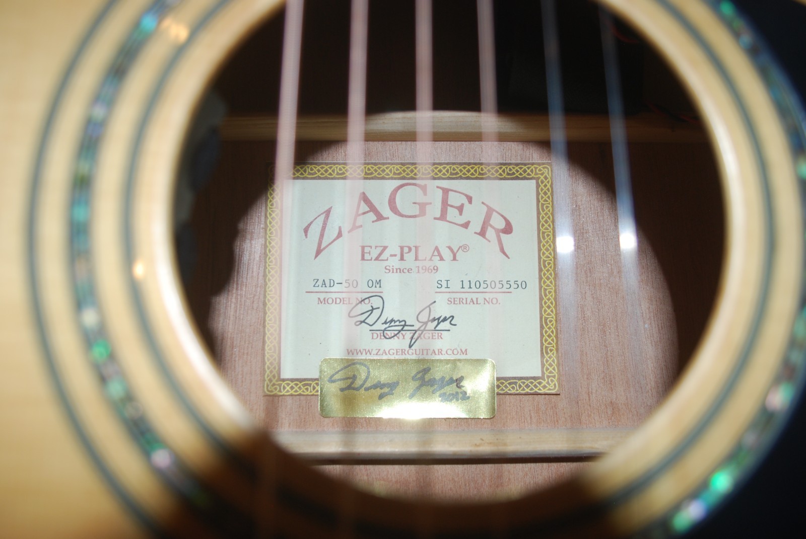 Zager ZAD 50 OM Acoustic Electric Guitar With Zager Hard Shell Case