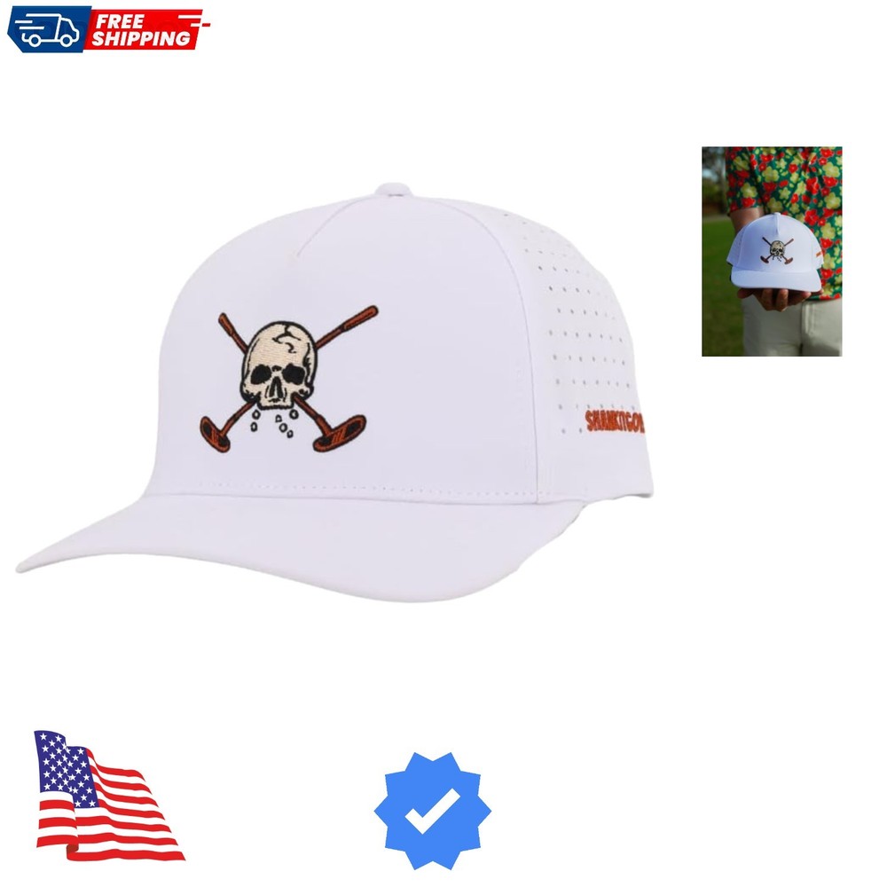 Skull Golf Hat Adjustable Snapback Golf Cap | 95% Polyester, 5% Spandex | One...