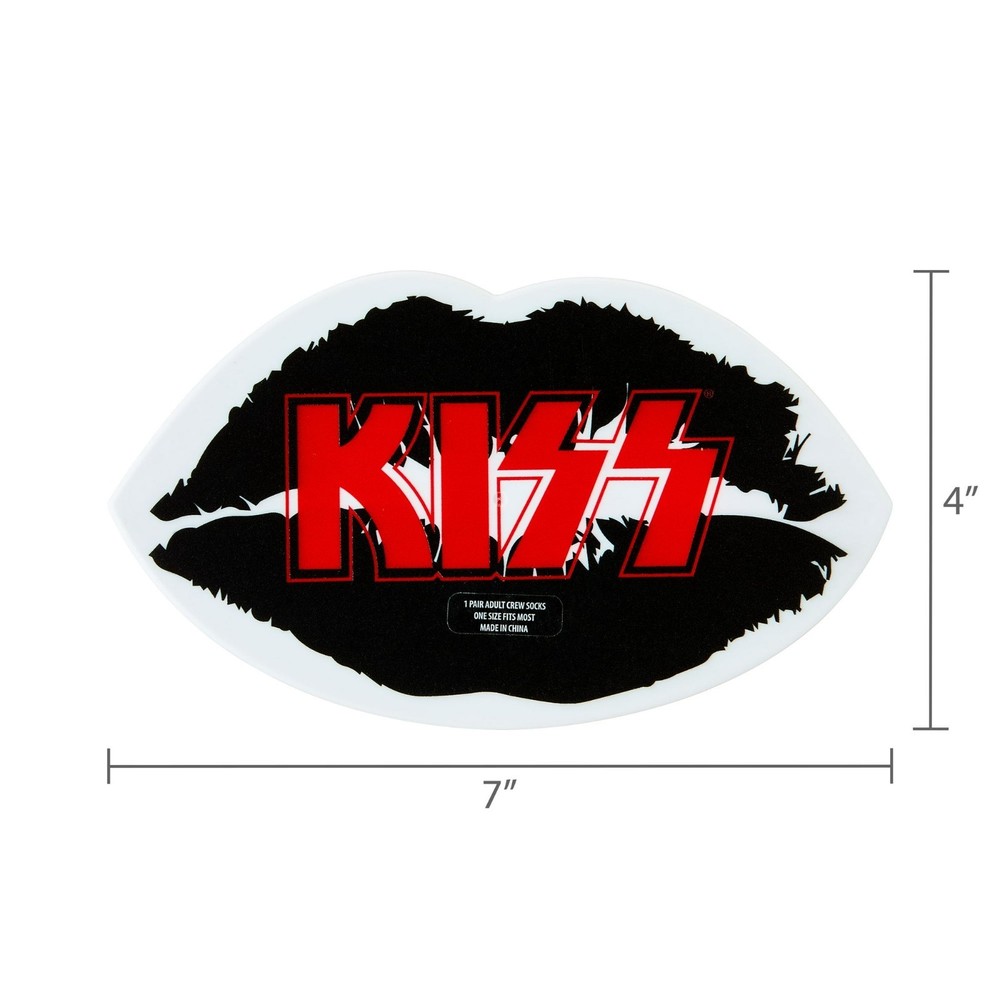 KISS - Valentines Socks White with Logo / Lips design in Plastic Display Box New