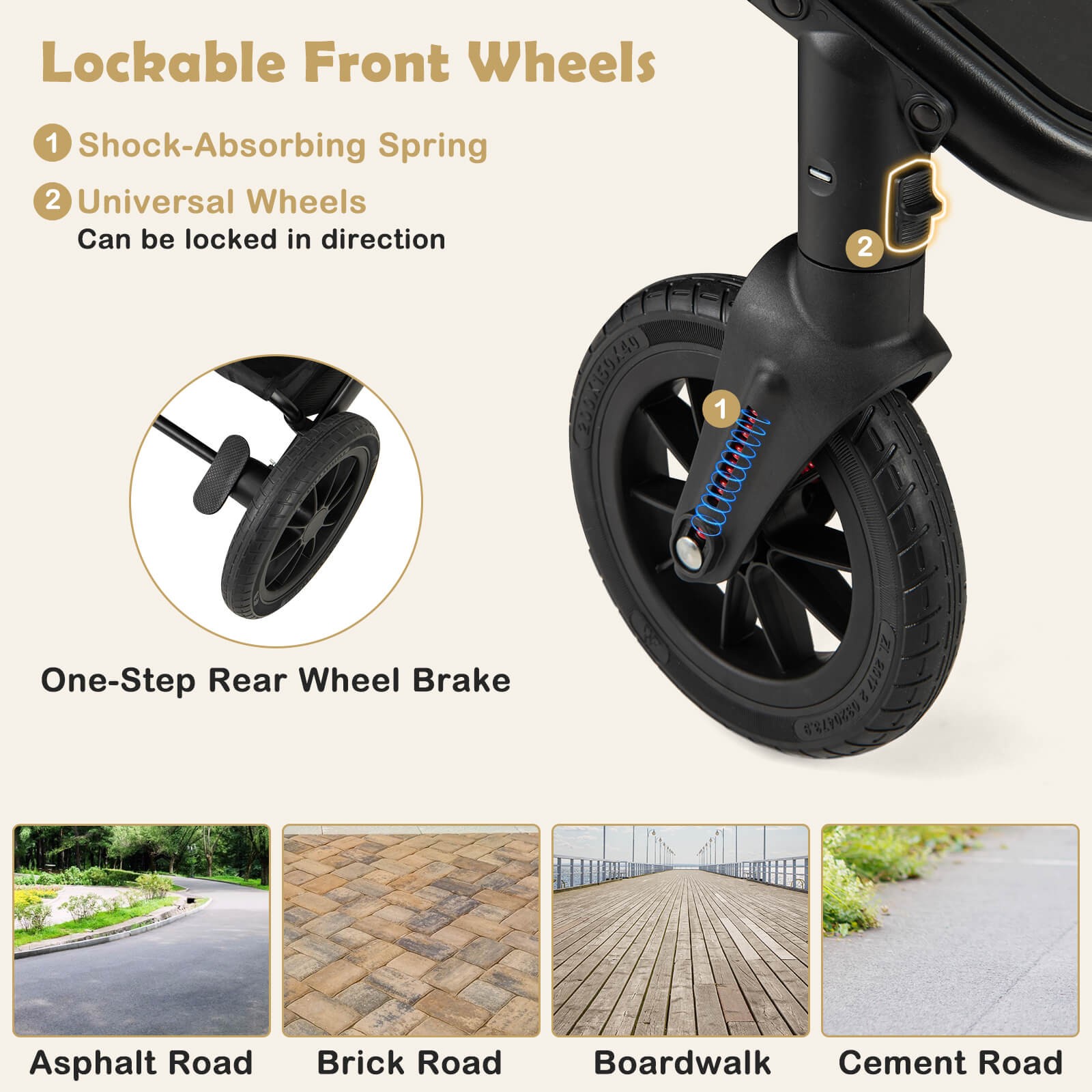 3-in-1 Newborn Stroller Folding Convertible High Landscape Toddler Stroller