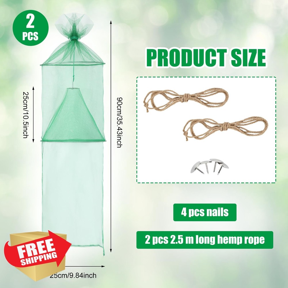 2 Spotted Lanternfly Traps Mesh Green Tree Killer w/ Rope