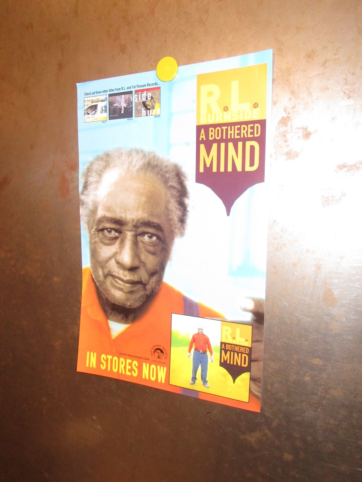 R.L. BURNSIDE A Bothered Mind Promo Poster New! Unused! Fat Possum Records 2004