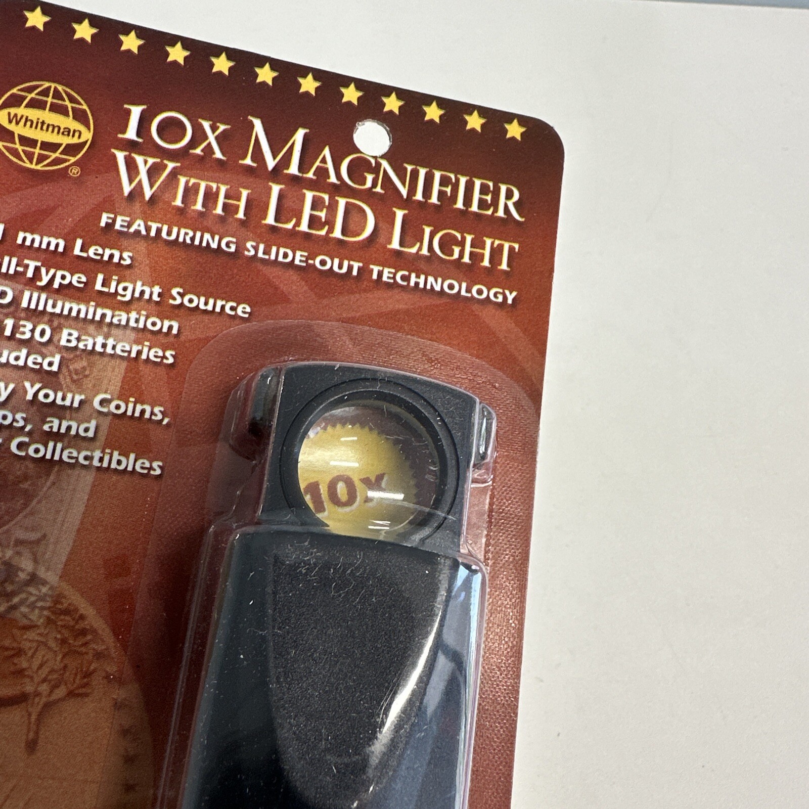 Coin Collector 10X Magnifier Pull Out Loupe 23mm W/ Led Best Value Bills Whit U