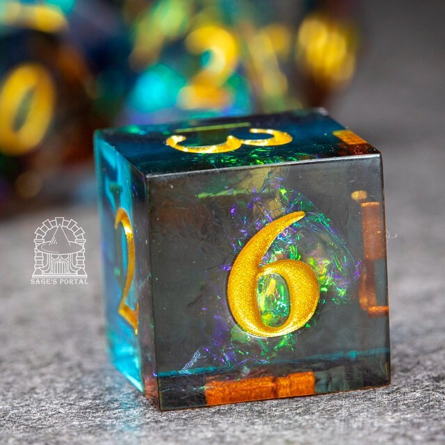 Sage's Crystals - Manaflow Sharp Edge Resin Polyhedral Dice Set DnD RPG