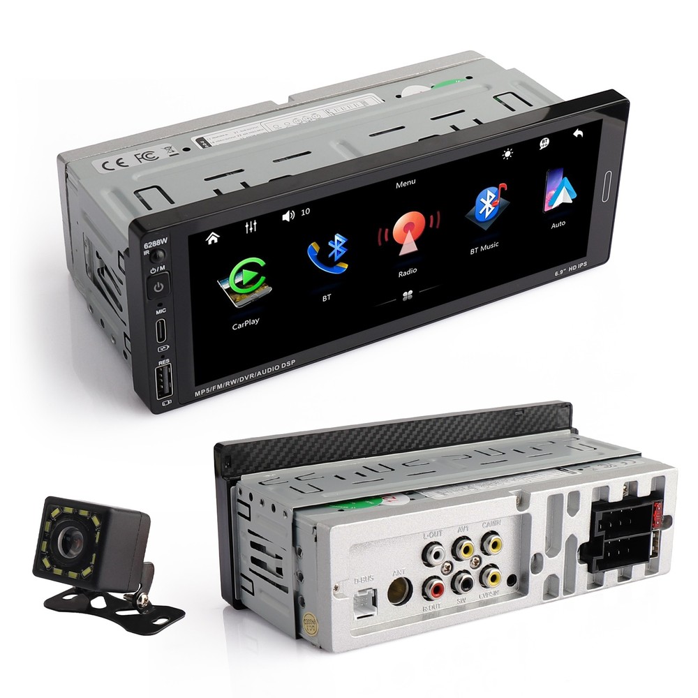 6.9 Inch Single Din Touchscreen Car Stereo Wireless Multimedia w/ Backup Camera