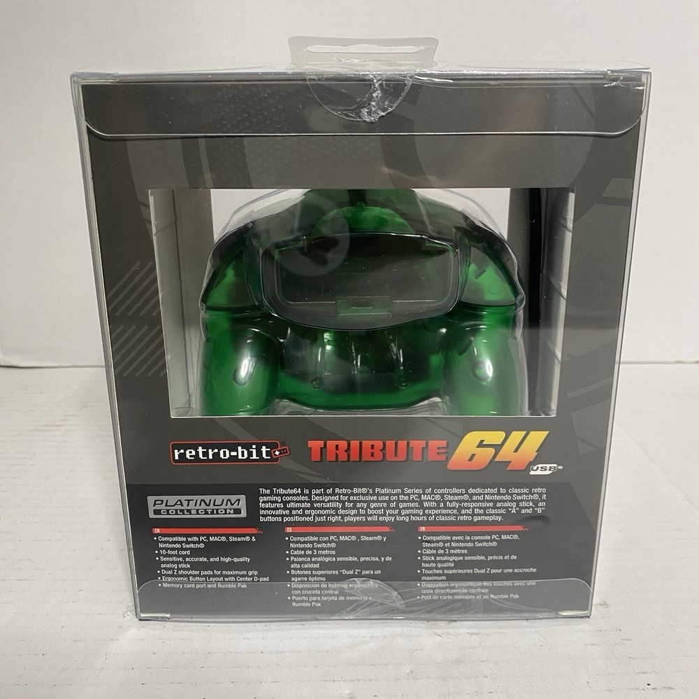 Retro-Bit Tribute 64 USB Controller PC MAC STEAM NINTENDO SWITCH Jungle Green
