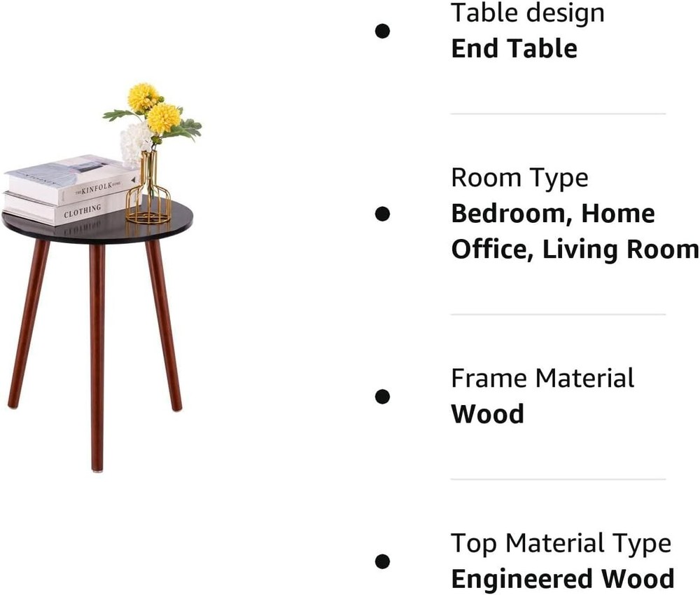 Round Side Table - Versatile End Table - Easy Assembly - 16.5 x 20.5 Inches