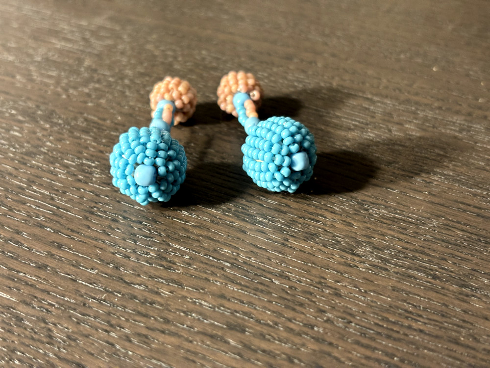 blue / salmon (pink / orange) 'bead' cufflinks