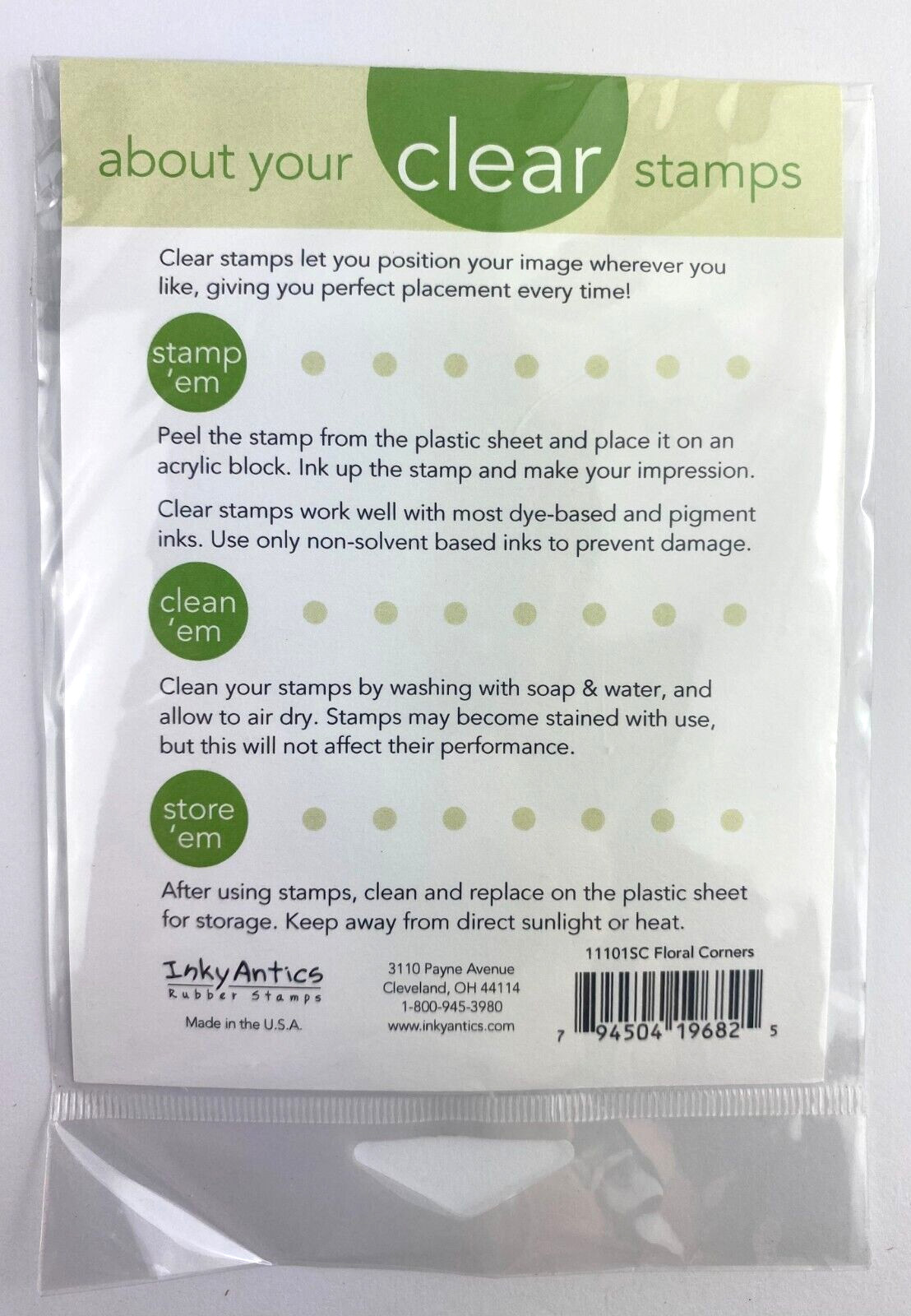 Inky Antics Rubber Stamps - FLORAL CORNERS - 11101SC - Clear