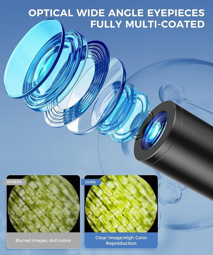 Educational Compound Microscope for Students - 2000X Magnification with Slides