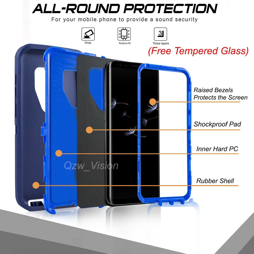 For Samsung Galaxy S9 / S9+ Shockproof Rugged Heavy Duty Case + Screen Protector