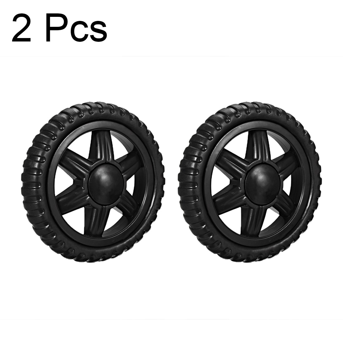 2Pcs 5" Shopping Cart Wheel Replacement for Luggage Cart Caster Rubber Black