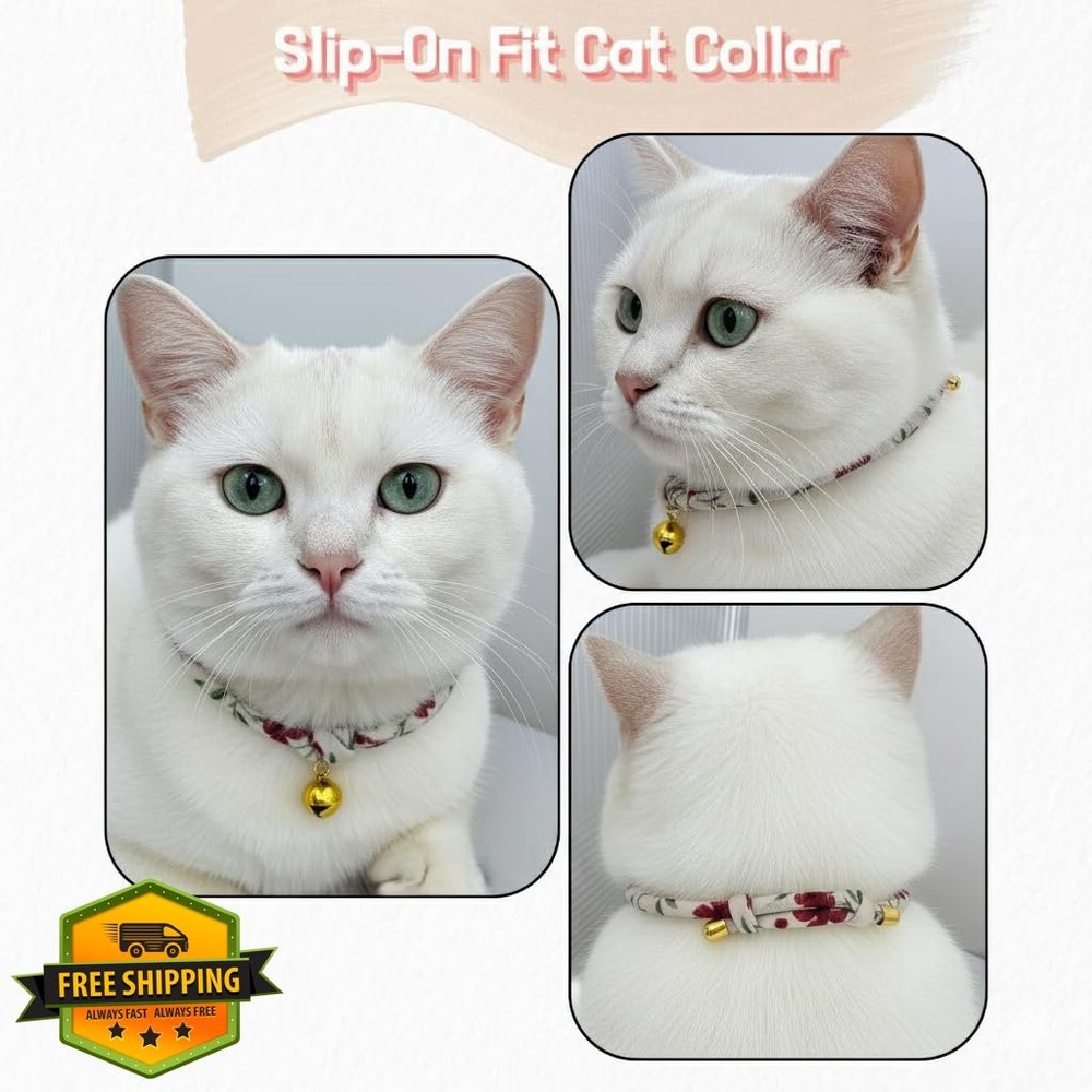 Cat Collar Bell Soft Cotton Kitten Ruby Handmade