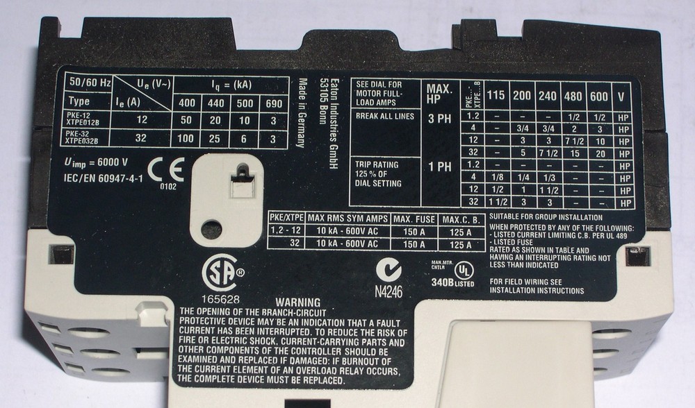 EATON, XTPE012BCA, ELECTRONIC MANUAL MOTOR PROTECTOR