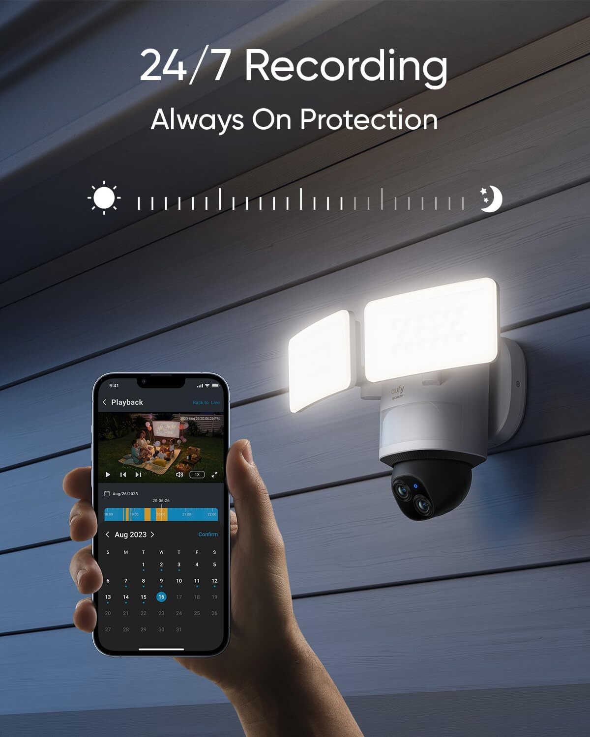 eufy Floodlight Camera E340 Security Camera 3K Dual Camera Color Night Vision