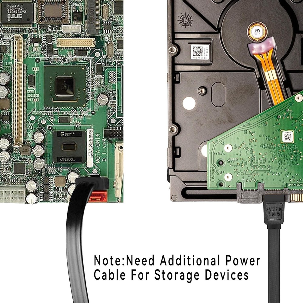 15-Inch SATA Cable V3.0 - 3 Pack Braided 6Gbps Data Transfer with Locking Latch