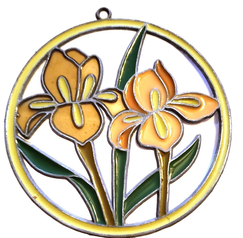 Vintage 4" Round Floral Suncatcher