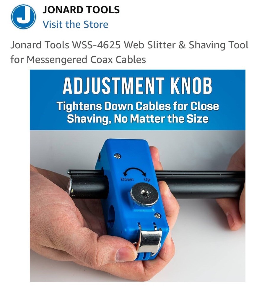 Jonard Tools WSS-4625 Web Slitter & Shaving Tool for Messengered Coax Cables