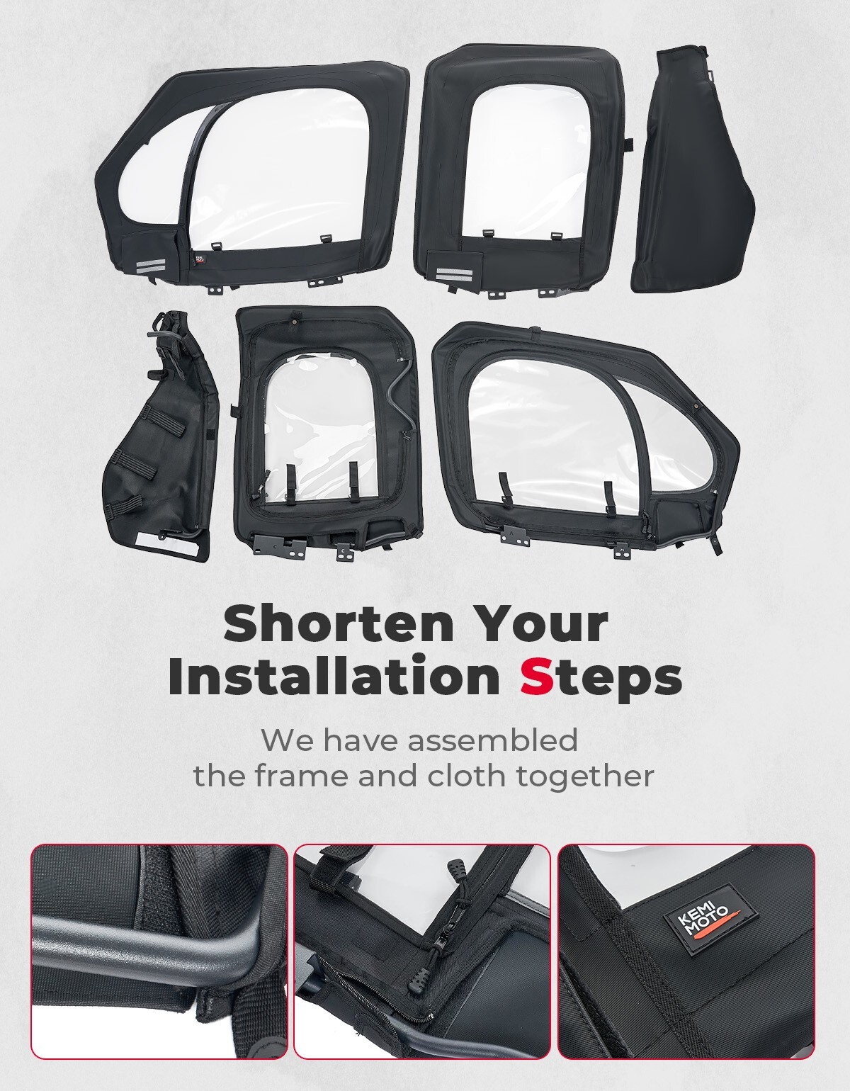 UTV Upper Door Framed Cab Enclosure for Polaris RZR XP 4 1000 XP 4 Turbo 2019-23