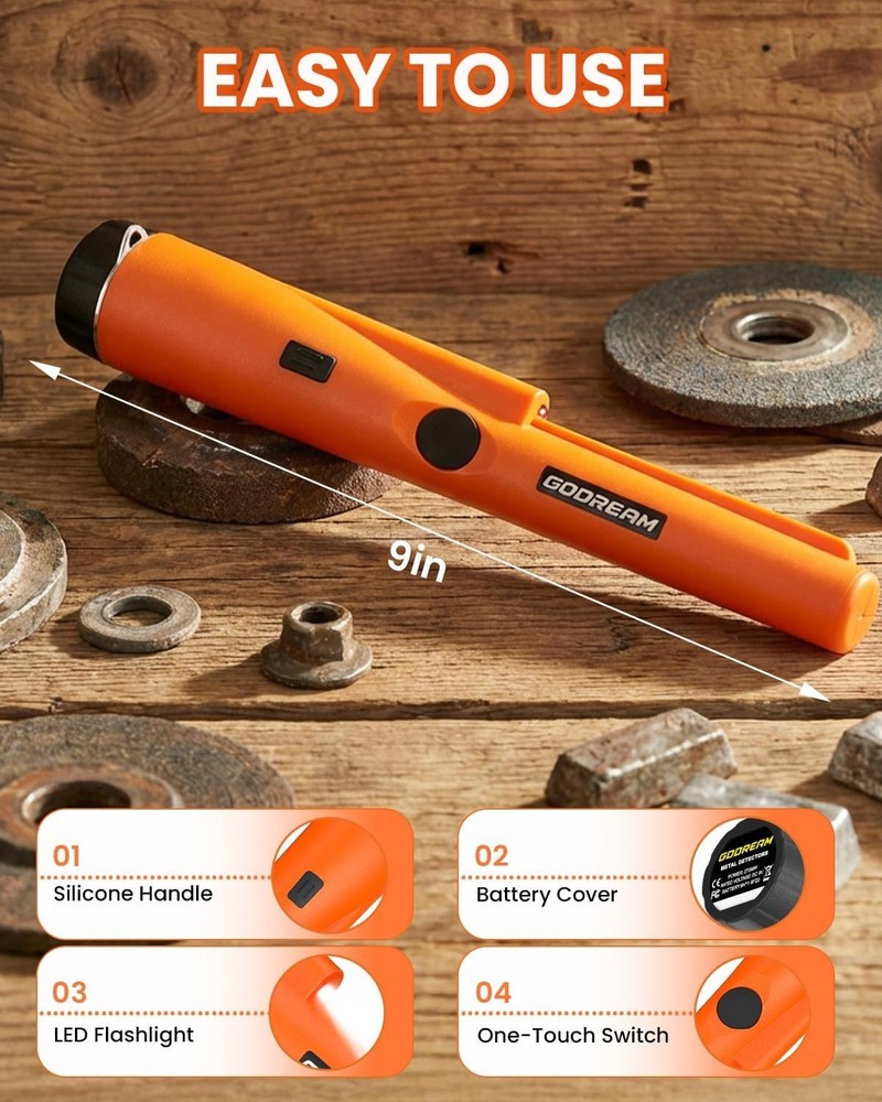 Metal Detector Pinpointer for Adults & Kids - Waterproof Handheld Pin Pointer...