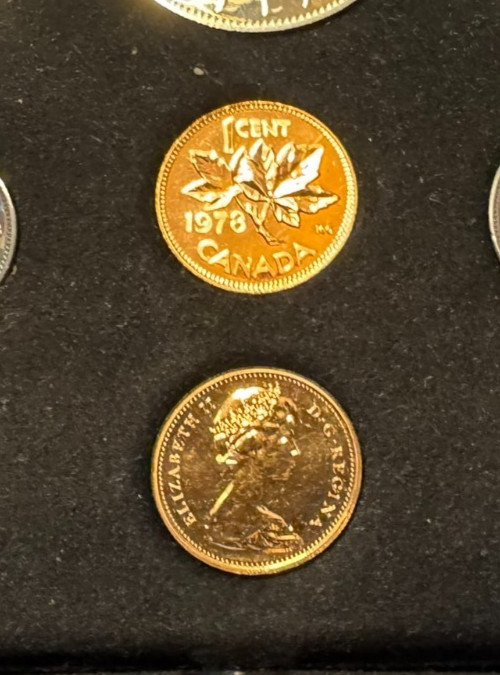 1978 Canada Specimen Double Cent 7 Coin Set Featuring Voyageur $1