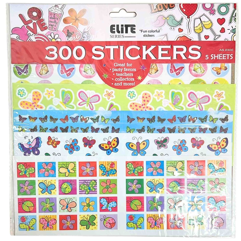 Assorted Small Stickers – 5 Sheets: 300 Pack