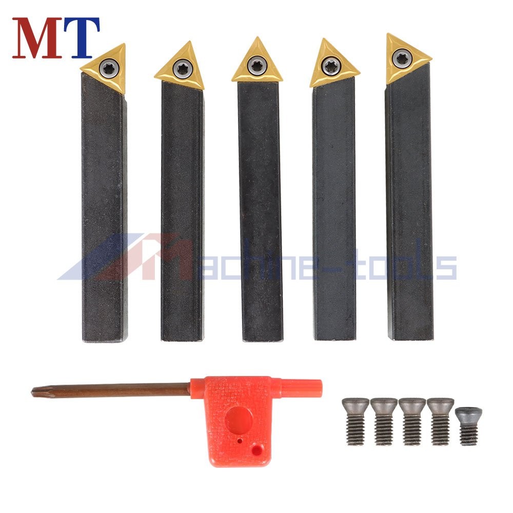 5 Pc 1/2 Inch Carbide Indexable Turning Tool Lathe Tool Bit With Carbide Inserts