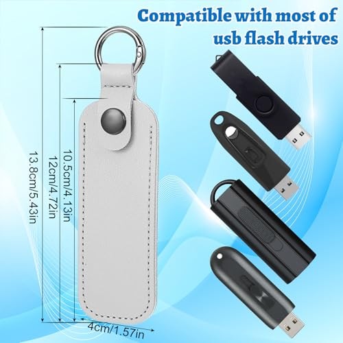 1Pcs Leather USB Flash Drive Holder - Flash Thumb Drive USB Storage Case, gray