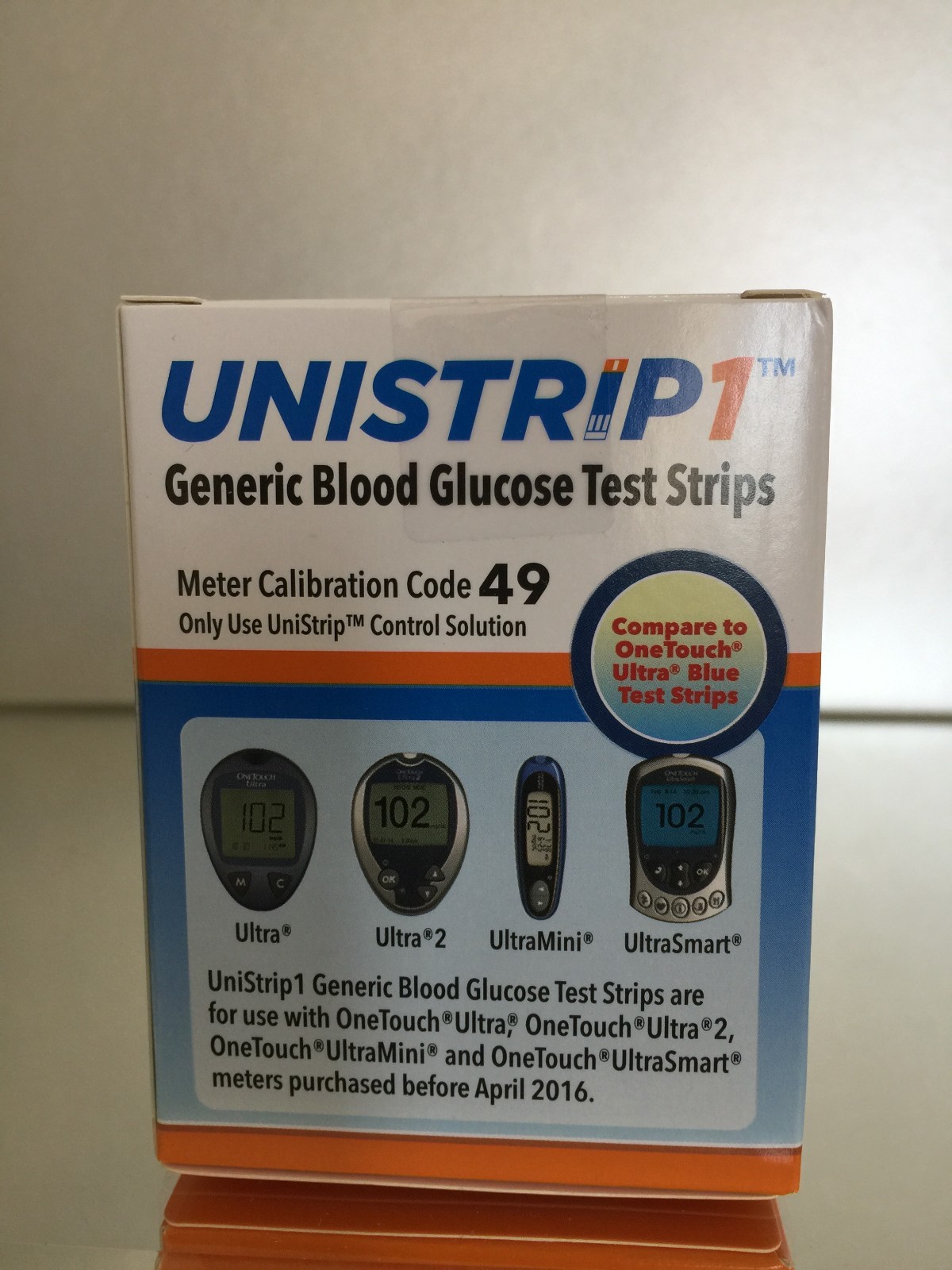 UniStrip 50 Test Strips for Use with Onetouch® Ultra® Meters FREE Ship exp 12/24